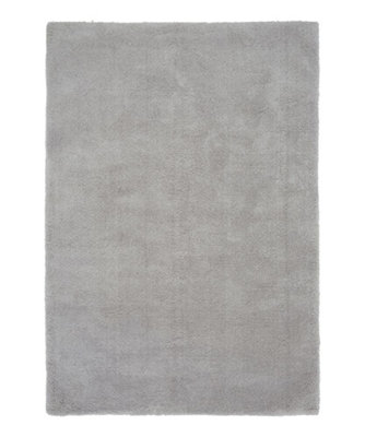 Silver Shaggy Modern Plain Easy to clean Rug for Dining Room Bed Room and Living Room-120cm X 170cm