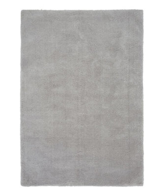 Silver Shaggy Modern Plain Easy to clean Rug for Dining Room Bed Room and Living Room-160cm X 230cm