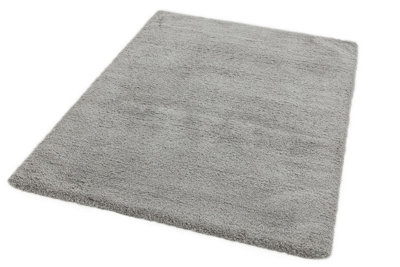 Silver Shaggy Modern Plain Easy to clean Rug for Dining Room Bed Room and Living Room-160cm X 230cm