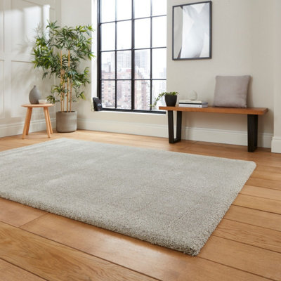 Silver Shaggy ,Modern Plain Rug for Dining Room-80cm X 150cm