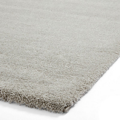 Silver Shaggy ,Modern Plain Rug for Dining Room-80cm X 150cm