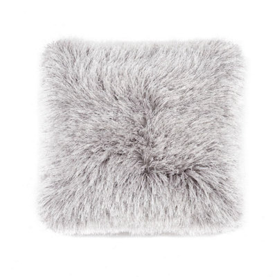 Silver Shaggy Rug, Anti-Shed Plain Rug, Modern Luxurious Rug for Bedroom, Living Room, & Dining Room-43 X 43cm (Cushion)