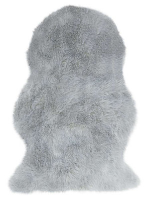 Silver Sheepskin Plain Shaggy Easy to Clean Rug for Living Room and Bedroom-70cm X 100cm (Single)