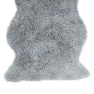 Silver Sheepskin Plain Shaggy Easy to Clean Rug for Living Room and Bedroom-70cm X 200cm (Double)