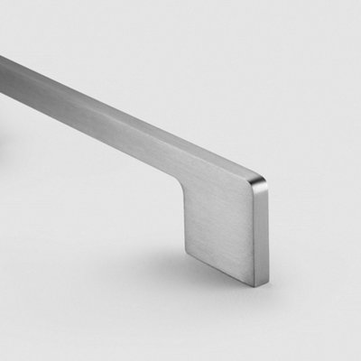 Silver Slimline Square Cabinet Pull Handle - Solid Brass - Hole Centre 160mm - SE Home