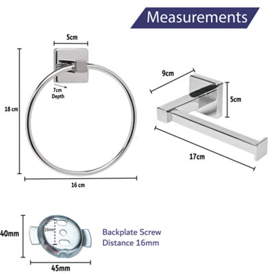 Square toilet roll holder and towel ring sale