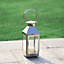 Silver Square Stainless Steel Decorative Lantern Candle Holder 25.5cm H x 10cm W x 9cm D