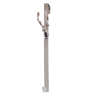 Silver Stag Over Door Christmas Decoration Wreath Hanger Hook