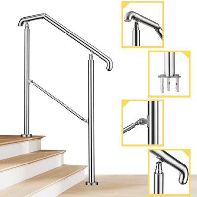 Silver stainless steel adjustable handrail, suitable for indoor and ...