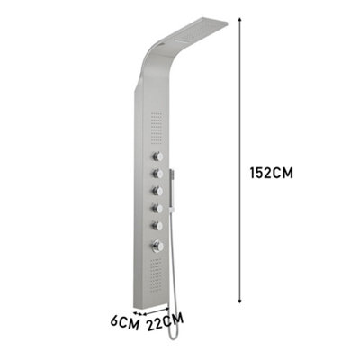 Silver Stainless Steel Exposed Thermostatic Shower Tower Panel Thermostatic Mixer Shower Set - 7