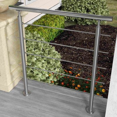 Silver stainless steel handrail kit comprising 5 crossbars dimensions ...