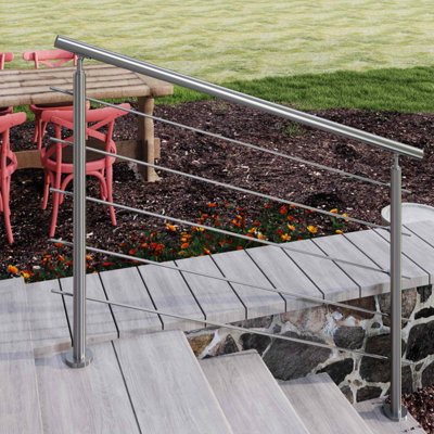 Silver stainless steel handrail kit comprising 5 crossbars dimensions ...