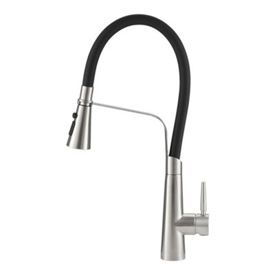 Silver Stainless Steel Side Lever Kitchen Spring Neck Pull Out Kitchen Tap Mixer Tap