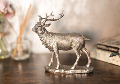 Silver Standing Stag Home Ornament