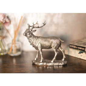 Silver Standing Stag Home Ornament