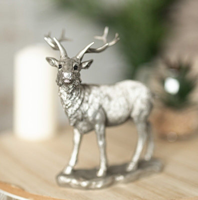 Silver Standing Stag Home Ornament