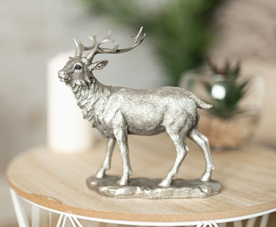Silver Standing Stag Home Ornament - 4