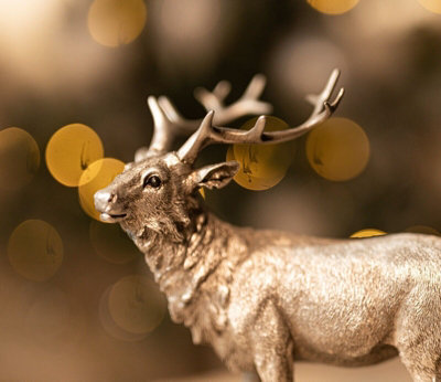 Silver Standing Stag Home Ornament - 7