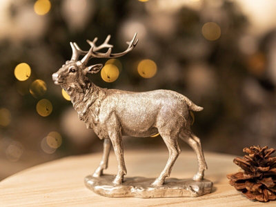 Silver Standing Stag Home Ornament - 8