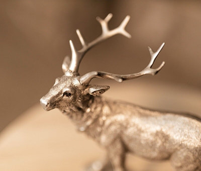Silver Standing Stag Home Ornament - 9