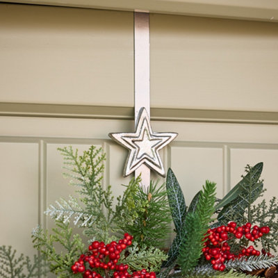 Silver Star Over Door Christmas Wreath Hanger Hook