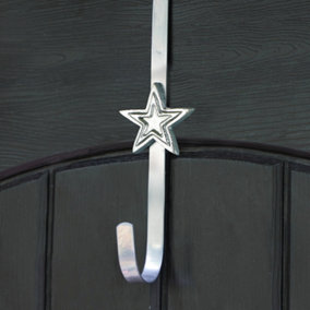 Silver Star Over Door Christmas Wreath Hanger Hook
