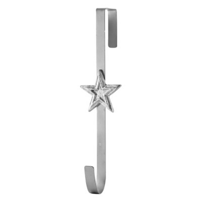 Silver Star Over Door Christmas Wreath Hanger Hook