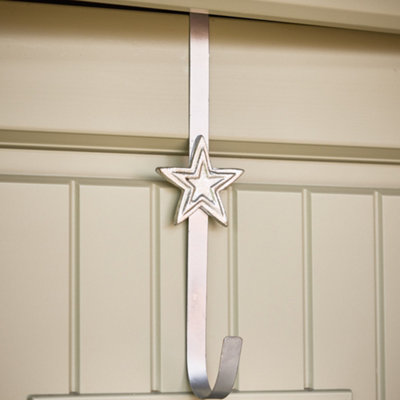 Silver Star Over Door Christmas Wreath Hanger Hook - 3