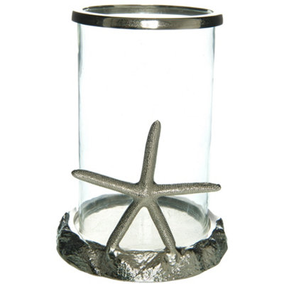 Silver Starfish Candle Hurricane Lantern