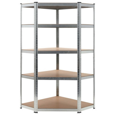 Silver Storage Shelf 90x90x180 cm Steel and MDF - 5 Tier Heavy Duty Rack