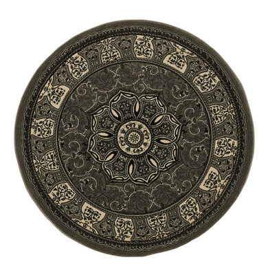 Silver Traditional Easy to Clean Bordered Floral Rug For Dining Room-80cm X 140cm