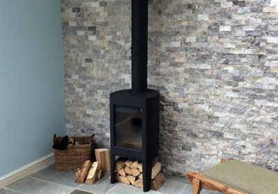 Silver Travertine 5 x 10cm Split Face Cladding SAMPLE