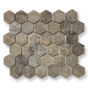 Silver Travertine Hexagon Mosaic SAMPLE