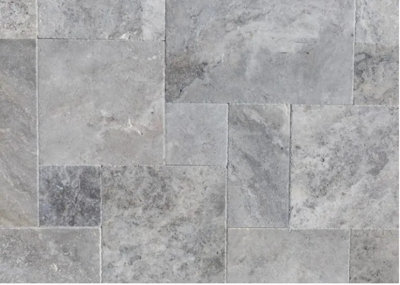 Silver Travertine Natural tumbled Stone Multi Size French Pattern Set ...