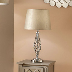 Silver Twist Detail Table Lamp For Living Room
