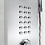 Silver Wall Mount Stainless Steel Shower Panel Tower System with Shelf and Handle Adjustment
