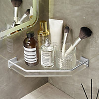 Silver Wall Mounted Acrylic Bathroom Corner Shelf Shower Storage Organiser