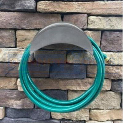 Silver Wall Mounted Hose Reel Bracket Steel Garden Hose Hanger Garden Wall Storage - 5
