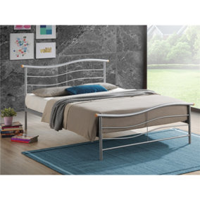 Silver Wave Metal Bed Frame - Double 4ft 6"