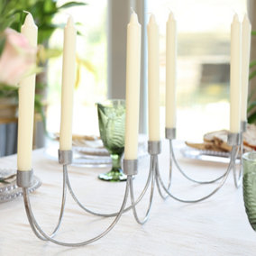 Silver Wave Taper Xmas Table Decoration Centrepiece Christmas Décor Candle Holder