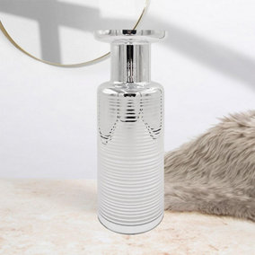 Silver & White Minimalistic Vase - 52cm