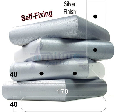 Silver Wood Corner Feet 45mm High Replacement Furniture Sofa Legs Self Fixing  Chairs Cabinets Beds Etc PKC321