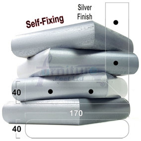 Silver Wood Corner Feet 45mm High Replacement Furniture Sofa Legs Self Fixing  Chairs Cabinets Beds Etc PKC321
