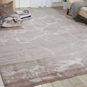 Silver Wool Easy to Clean Abstract Handmade Dining Room Bedroom and Living Room Rug -168cm X 226cm