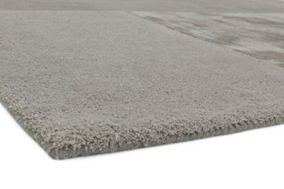 Silver Wool Handmade Luxurious Geometric Rug Easy to clean Living Room and Bedroom-200cm X 290cm