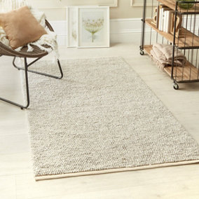 Silver Wool Modern Plain Easy to clean Rug for Dining Room, Bed Room, and Living Room-120cm X 170cm
