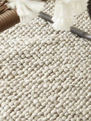 Silver Wool Modern Plain Easy to clean Rug for Dining Room, Bed Room ...