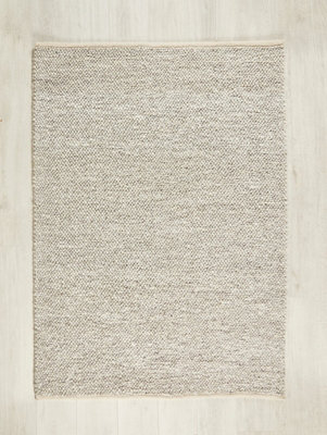 Silver Wool Modern Plain Easy to clean Rug for Dining Room, Bed Room ...