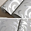 Silvergrey Modern Carving Pattern Wallpaper Roll 10m