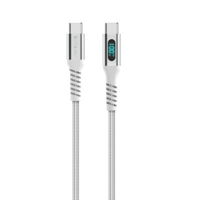 SilverLabel 100W USB-C Cable with PD Display Screen 1m White